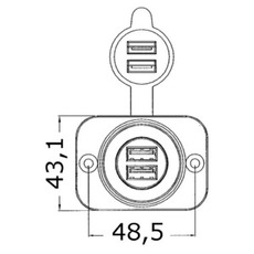 Miniature Double prise USB blanche écrou arrière + panneau - OSCULATI N° 1 Miniature Double prise USB blanche écrou arrière + panneau - OSCULATI N° 1
