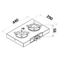 Miniature Réchaud chrome 2 feux - 440 x 290 mm - BOUTONS SUR LONGUEUR - CARBEST N° 1 Miniature Réchaud chrome 2 feux - 440 x 290 mm - BOUTONS SUR LONGUEUR - CARBEST N° 1