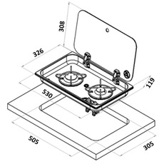 Miniature Réchaud - 2 FEUX - 530 x 326 mm - NOIR - CARBEST N° 1