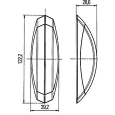 Miniature Feu de gabarit 122,2 x 39 ,2 x 28,6mm DROIT socle blanc - HELLA N° 2