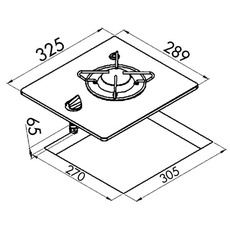 Miniature Réchaud Cristal - 1 FEU - 325 x 290 mm - NOIR - CARBEST N° 1