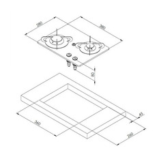 Miniature Plaque de cuisson Burny Cristal 2 - 2 FEUX -380 x 280 - PV1320 - CAN N° 1