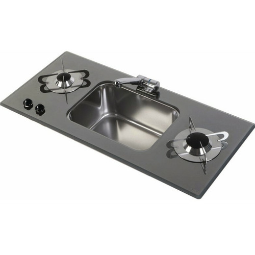 Réchaud combiné - 2 FEUX / 1 EVIER CENTRAL - 800 x 367 mm - PV1366 - CAN -