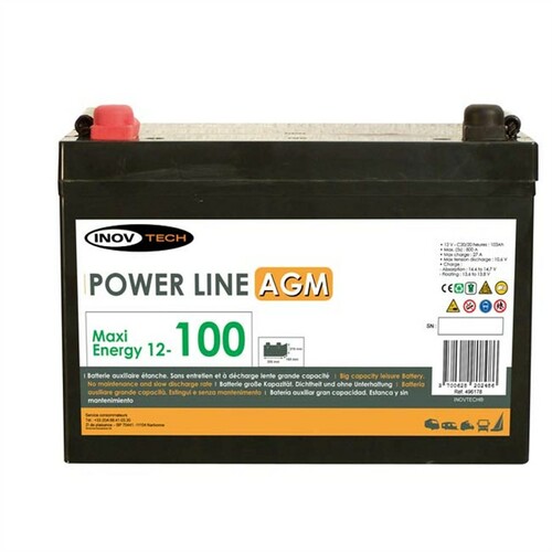 Batterie Camping car Power Line AGM 12 Volts - 100 A/h - INOVTECH