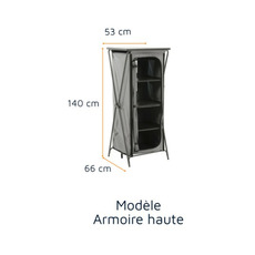 Miniature Toledo meuble rangement pliable - L 66 x l 52 x H 140 cm - Gris Foncé - TRAVELLIFE N° 1