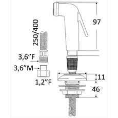 Miniature Douchette + flexible + support- 4M - OSCULATI N° 2
