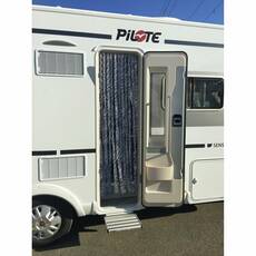 Miniature Rideau chenille pour porte camping-car, caravane Coloris : Chenilles tricolores Marron/Blanc/Gris - 56 x 200- INCASA N° 0