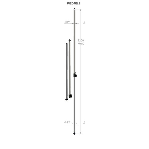 Barres de renfort télescopique POUR AUVENT - 2200 mm X 22/25 mm - TRIGANO