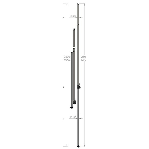 Barres de renfort télescopique POUR AUVENT - 2500 mm X 22/25 mm - TRIGANO
