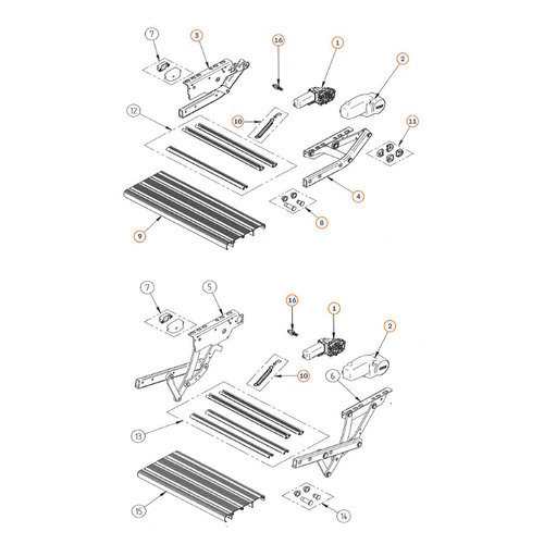 Arbre moteur et bague V15 pour Marche pied V15- N16 - THULE Arbre moteur et bague V15 pour Marche pied V15- N16 - THULE