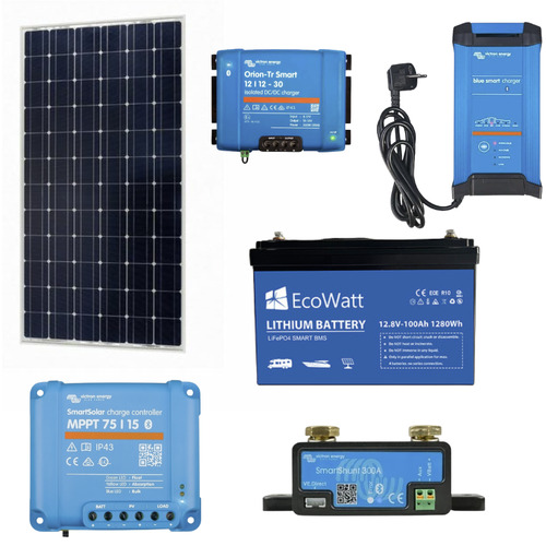 Pack Lithium 12V – 100Ah avec charge solaire /secteur et DC-DC– Victron & Ecowatt