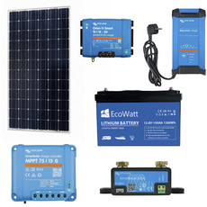 Miniature Pack Lithium 12V – 100Ah avec charge solaire /secteur et DC-DC– Victron & Ecowatt N° 0