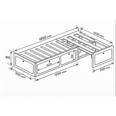 Miniature Lit plumard modulable en bois de peuplier – 120x190 - Robuste, léger et compatible tous vans - N° 6