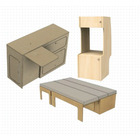 Miniature Pack complet aménagement - lit peigne avec matelas + meuble cuisine + meuble frigo N° 0