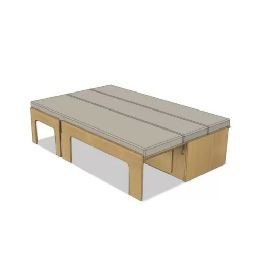 Lit peigne modulable en bois de peuplier + MATELAS – 120x190 - CONFORT ABSOLU