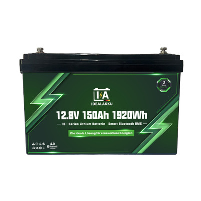 Batterie au lithium IA (sous siège) SERIES LiFePO4 12 V 150 Ah  Smart BMS avec Bluetooth - IDEALAKKU