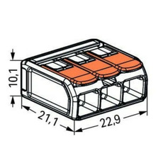 Miniature Borne de raccordement 3 câbles avec levier - A L'UNITE -221-613 - WAGO N° 3
