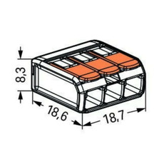 Miniature Borne de raccordement 3 câbles avec levier - A L'UNITE - 221-413 - WAGO N° 1