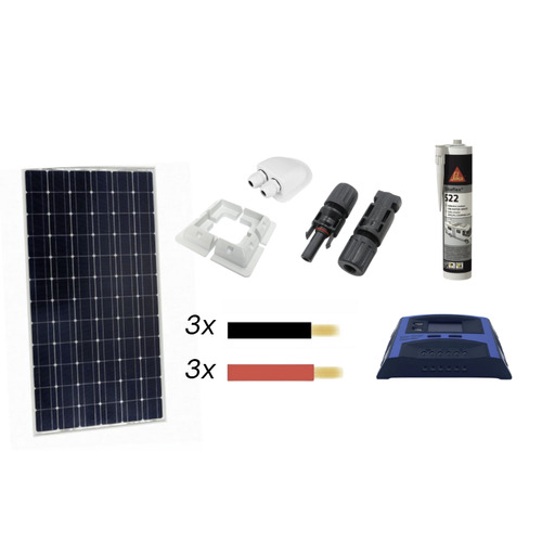Kit solaire COMPLET- pwm Camping-car - Panneau 130W, contrôleur de charge, câblage et fixation Kit solaire COMPLET- pwm Camping-car - Panneau 130W, contrôleur de charge, câblage et fixation