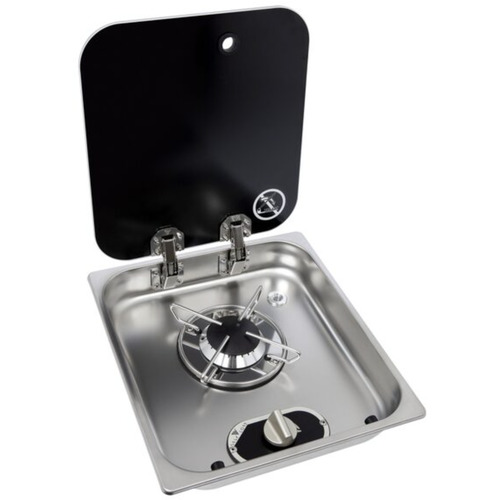 ATTENTION Produit Reconditionné Réchaud Cristal - 1 FEU - 338 x 238 mm - NOIR/ARGENT - CARBEST