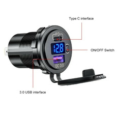 Miniature Prise charge rapide encastrable - USB + USB-C - Voltmètre intégré N° 2