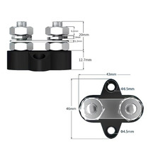 Miniature Busbar+ / – - 2 cosses - 80A - 48V N° 2