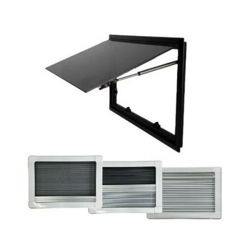 Baie projetable en double vitrage acrylique – 500 X 450 - Store occultant + moustiquaire