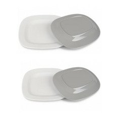 LOT DE 4 assiettes grise - 307 × 250 × 28 mm – Plastique solide pour usage nomade - DOMETIC