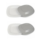 LOT DE 4 assiettes grise - 307 × 250 × 28 mm – Plastique solide pour usage nomade - DOMETIC