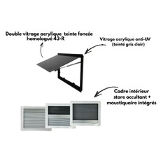Miniature Baie projetable en double vitrage acrylique – 700 X 350 - Store occultant + moustiquaire N° 4