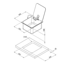 Miniature Évier inox avec couvercle réfractaire et robinet - 35 x 32 cm - CAN N° 1