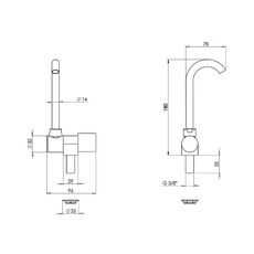 Miniature Robinet laiton fixe d'eau froide - RB1486 - Ø32mm - CAN N° 1