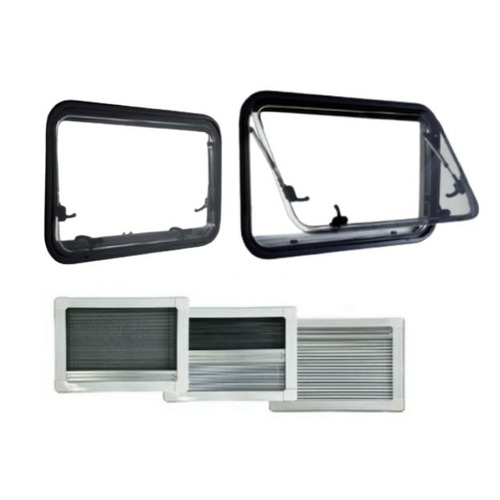 Baie projetable en double vitrage acrylique + Cadre occultant noir – 280 x 380 mm