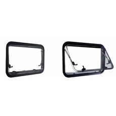 Miniature Baie projetable en double vitrage acrylique + Cadre occultant noir – 985 x 465 mm N° 1