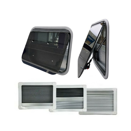 Baie projetable en double vitrage acrylique + Cadre occultant noir – 350 x 500 mm