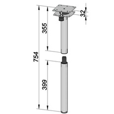 Miniature PIED DE TABLE - 7352 ILSE - 375/756 mm- DOUBLE PLATEAU PIVOTANT 360° - ANTHRACITE N° 3