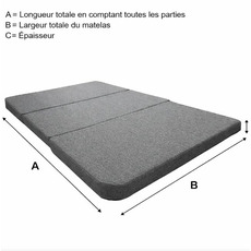 Miniature Matelas camping-car - Lit Central - 145 x 195 cm - 7 cm Mousse Haute Densité ( 28 kg/m³ ) + 3 cm Mémoire de Forme N° 3