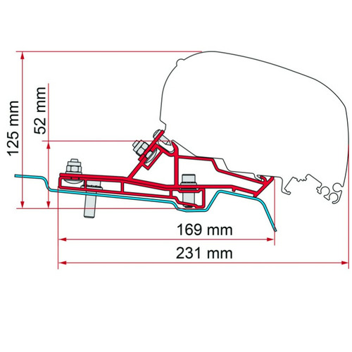 KIT ADAPTATEUR POUR FORD TRANSIT - VAN H2L3 320 - F80S - FIAMMA