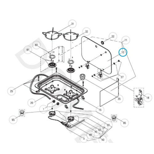 Couvercle en verre pour réchaud 2 feux  - DOMETIC