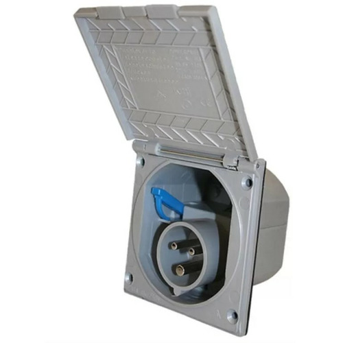 PRISE SOCLE MÂLE P17 - A  ENCASTRER - GRIS - HABA