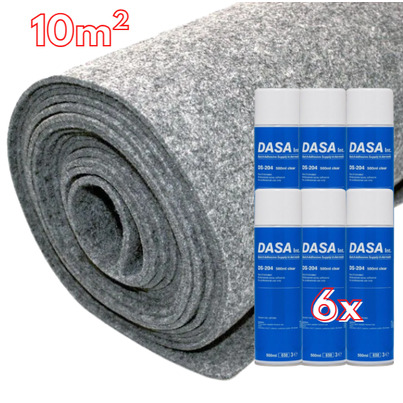 Pack Aménagement Intérieur : 10 m² de Moquette Extensible GRIS CLAIR + 6 Colles Spray Haute Performance