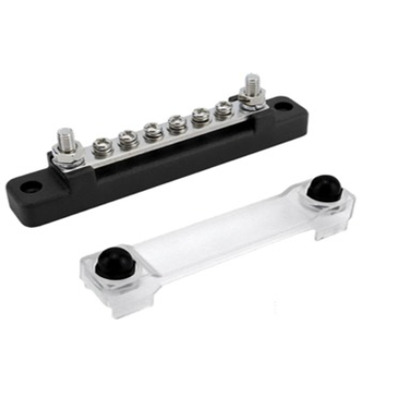 Busbar de Distribution Négatif Hybride | 2 x M6 + 6 x M4 | 150A avec Capot Transparent