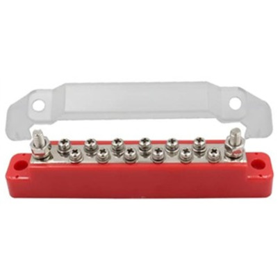 Busbar de Distribution Positif Hybride | 2 x M6 + 12 x M4 | 150A avec Capot Transparent