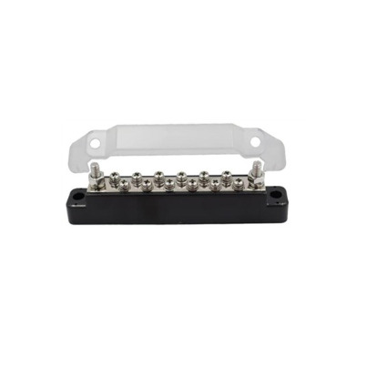 Busbar de Distribution Négatif Hybride | 2 x M6 + 12 x M4 | 150A avec Capot Transparent