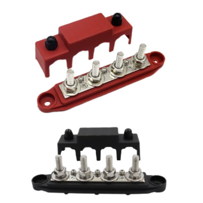 PACK Busbar de Distribution Négatif et Positif Hybride  | 4 x M8  150A avec Capot de Protection Transparent
