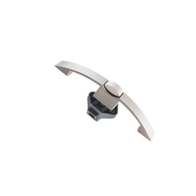 Serrure à bouton poussoir courbée - Φ12 mm - Entraxe de  128 mm - Satin Nickel