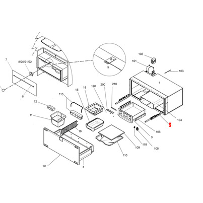 Coulisses pour réfrigérateur tiroir  - 148 L - 12 V - TRIGANO