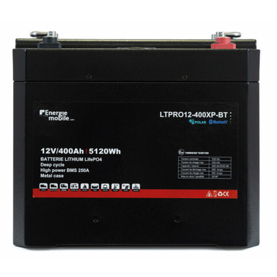 Batterie lithium LiFePO4 12V I 400Ah I 5120Wh I BMS 250A I Bluetooth I Polar I Contrôleur I ENERGIE MOBILE