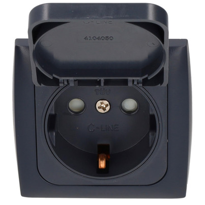 C-Line prise 230V avec couvercle et avec cadre anthracite - HABA