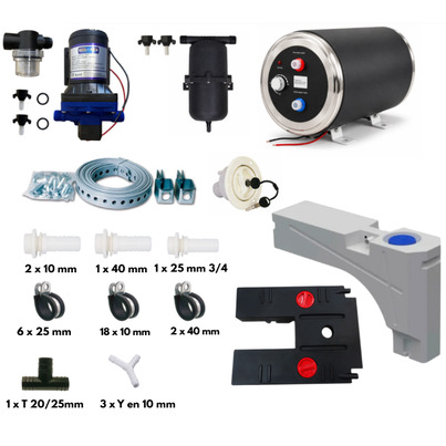 Pack Installation Eau Complet Ducato/Boxer/Jumper — Réservoir Passage de Roue 95 L, Chauffe-Eau 12 V 8 L & Réservoir Eaux Usées 75 L